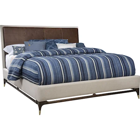 King Wilshire Upholstered Bed with Leather Panel